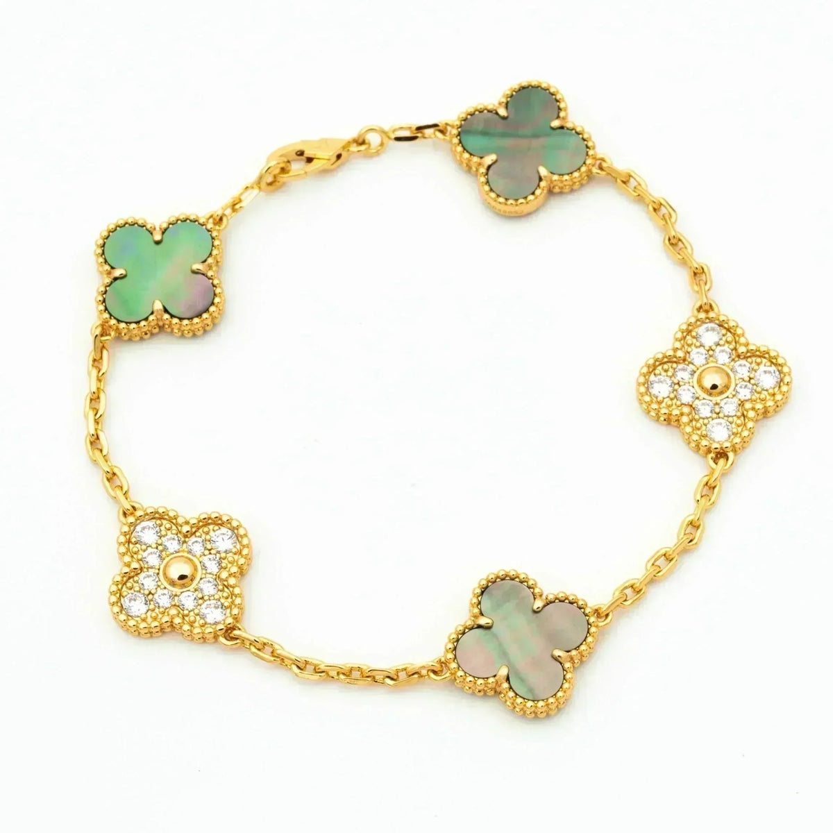 [✨ROSE💎] CLOVER 5 MOTIF GRAY MOP BRACELET COLLECTION