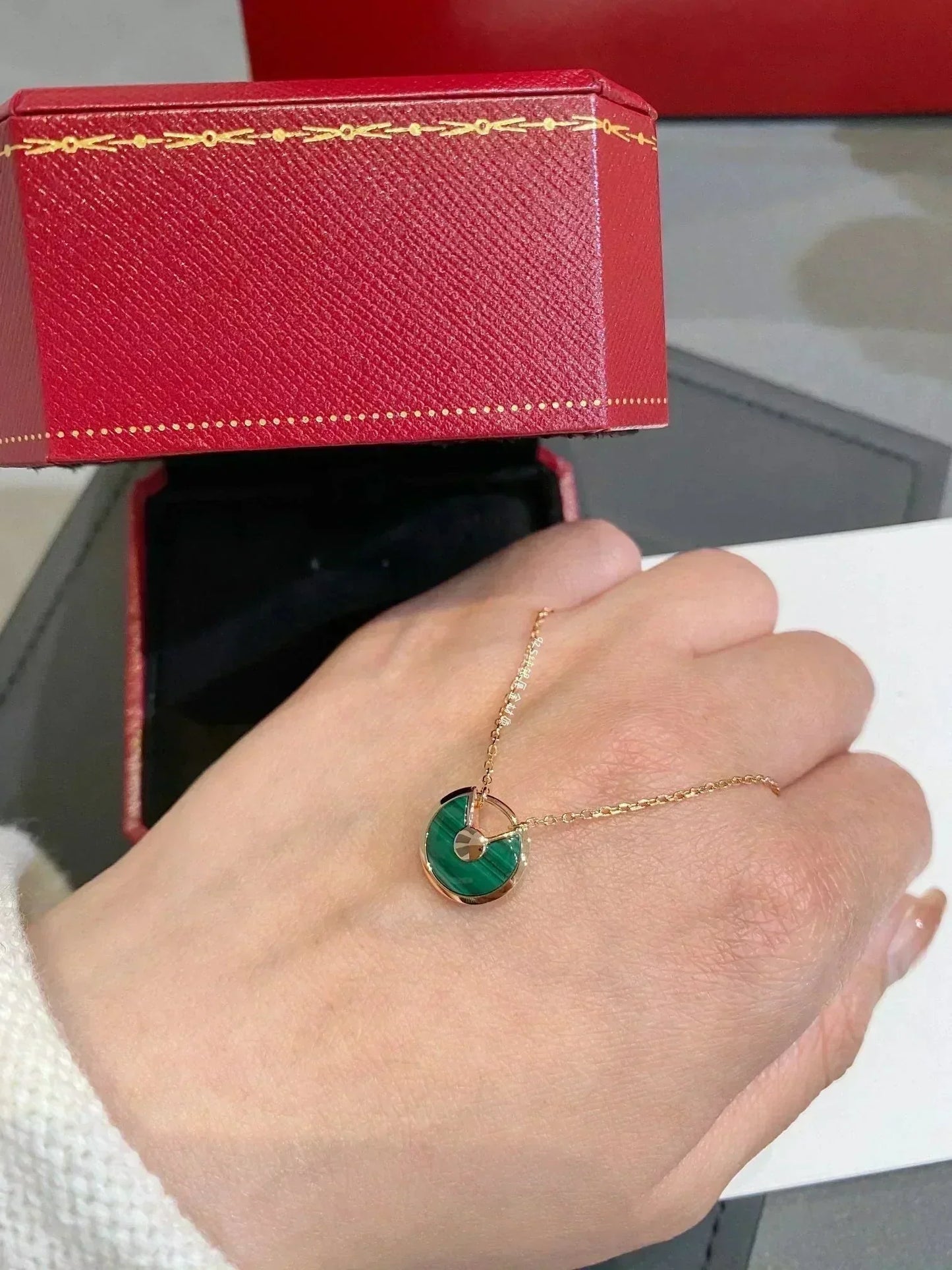 [✨ROSE💎]AMULETTE ROSE GOLD MALACHITE NECKLACE