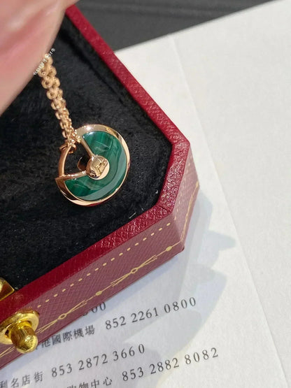 [✨ROSE💎]AMULETTE ROSE GOLD MALACHITE NECKLACE