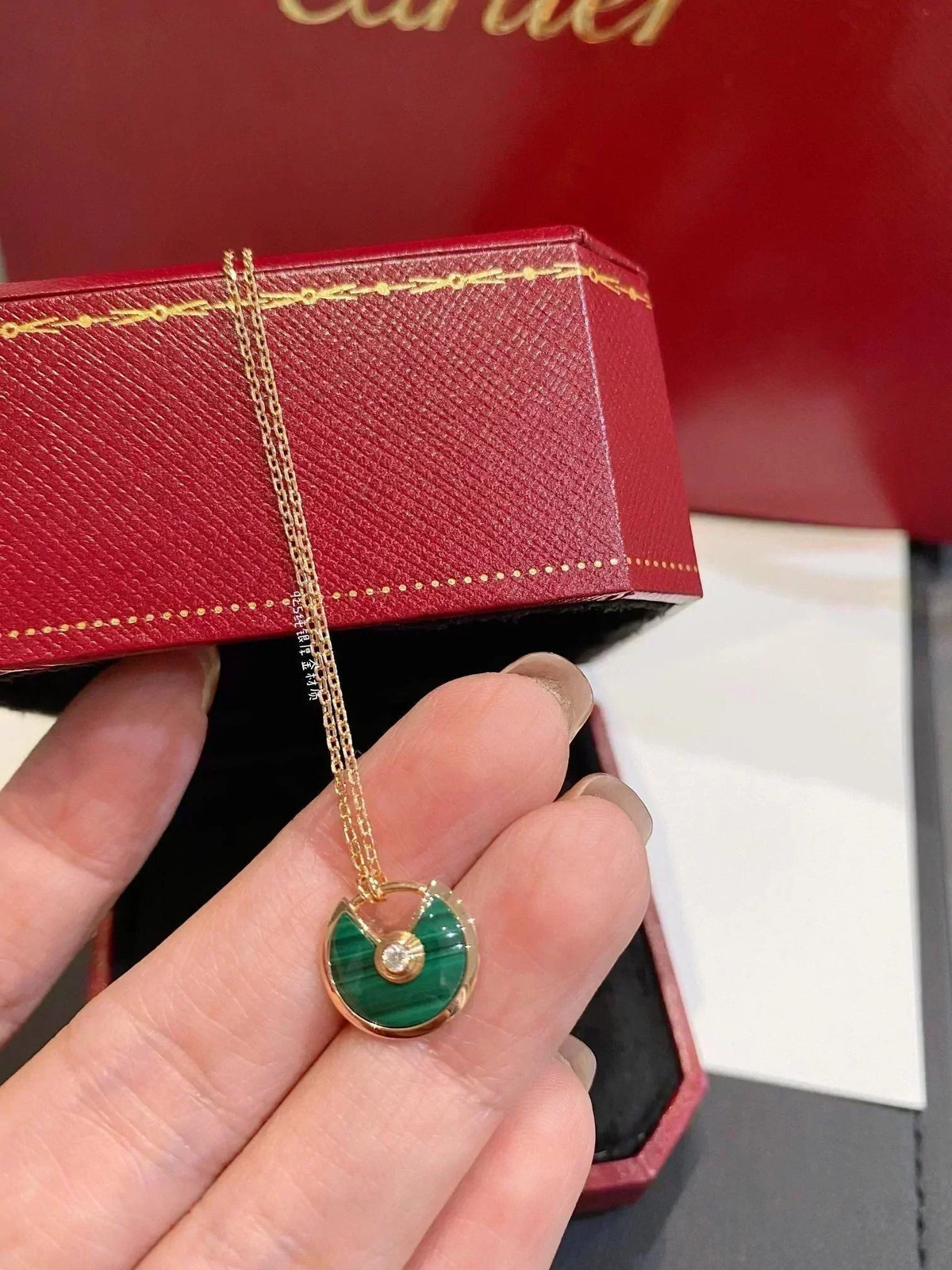 [✨ROSE💎]AMULETTE ROSE GOLD MALACHITE NECKLACE