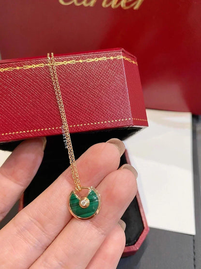 [✨ROSE💎]AMULETTE ROSE GOLD MALACHITE NECKLACE