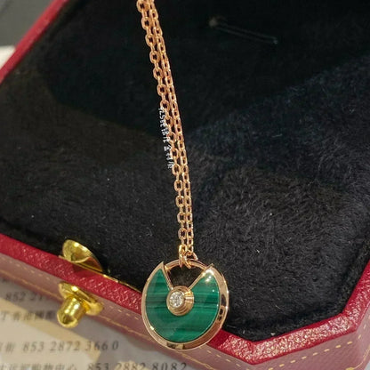 [✨ROSE💎]AMULETTE ROSE GOLD MALACHITE NECKLACE