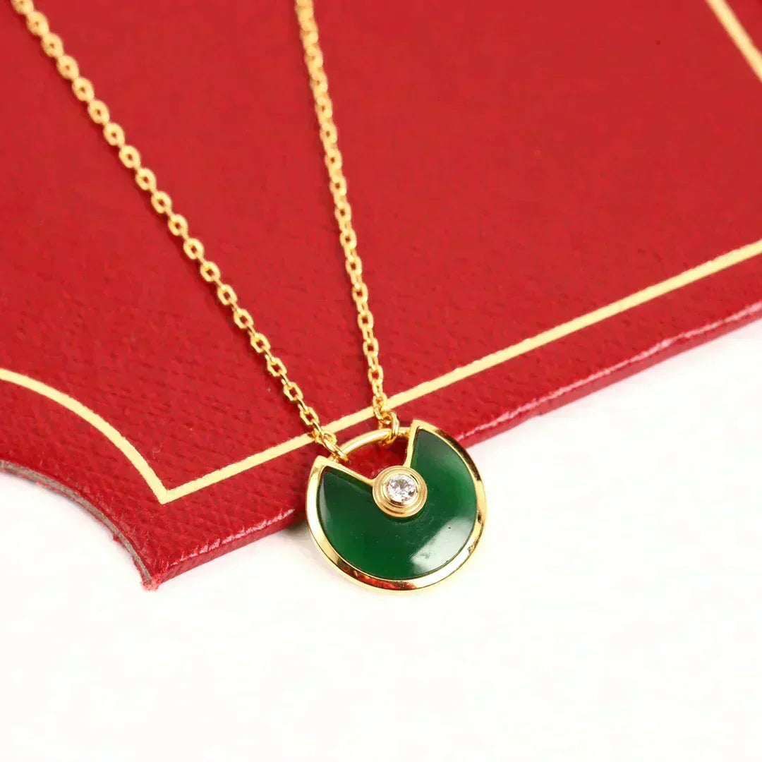 [✨ROSE💎]AMULETTE GOLD MALACHITE NECKLACE
