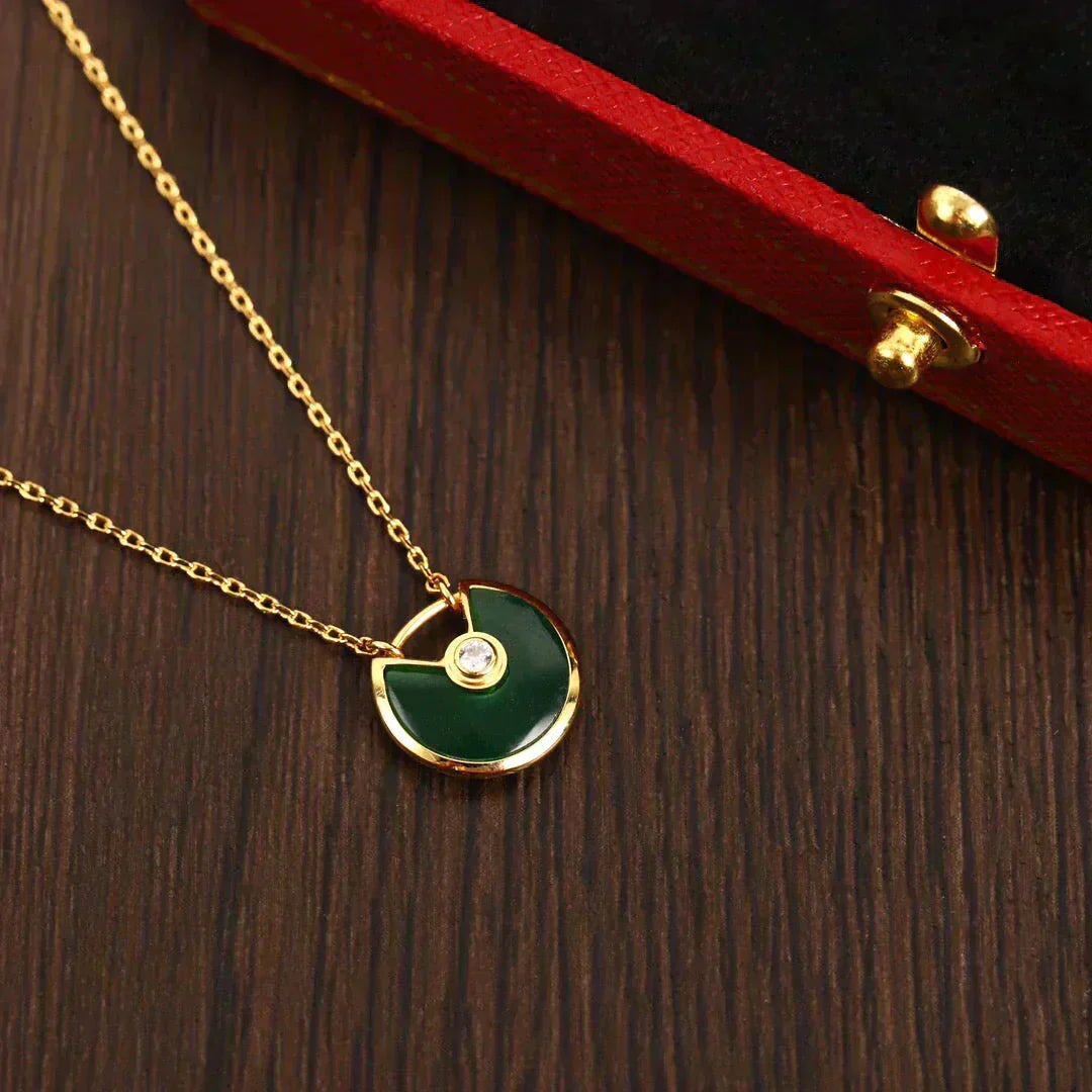 [✨ROSE💎]AMULETTE GOLD MALACHITE NECKLACE