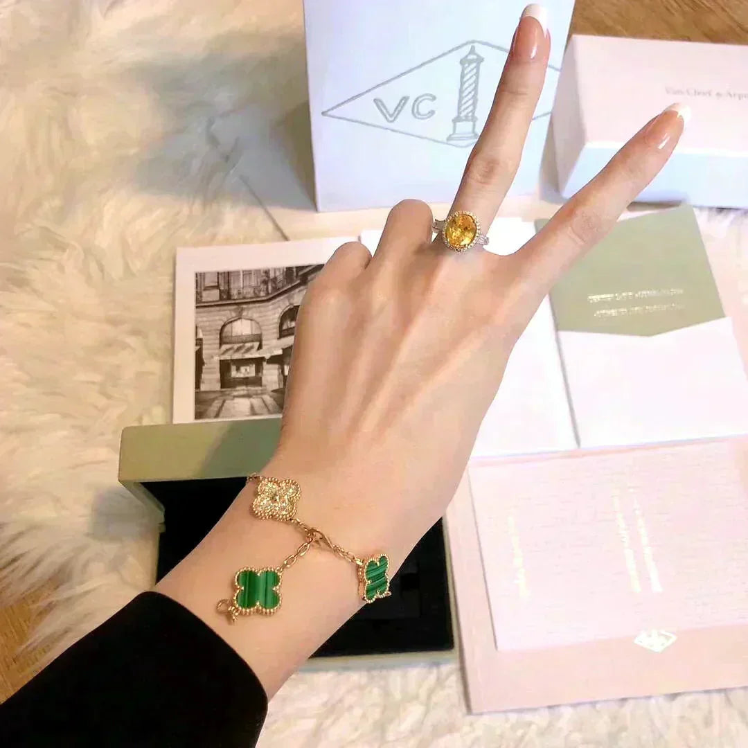 [✨ROSE💎] CLOVER 5 MOTIF MALACHITE BRACELET COLLECTION