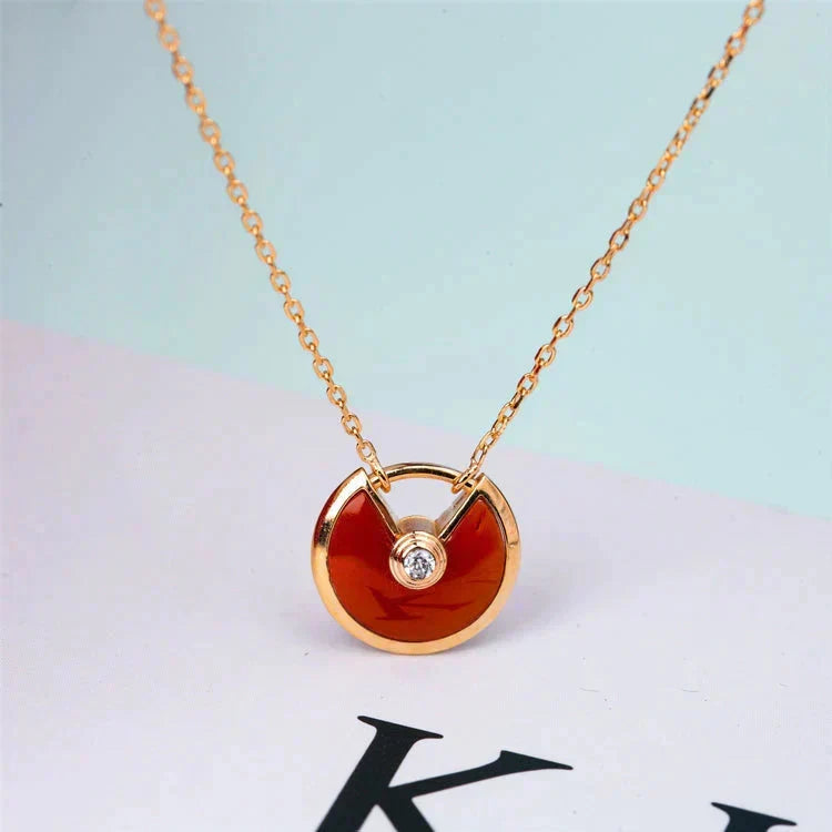 [✨ROSE💎]AMULETTE GOLD CARNELIAN ONYX NECKLACE