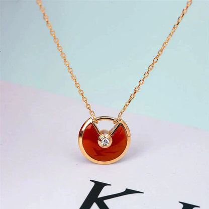 [✨ROSE💎]AMULETTE GOLD CARNELIAN ONYX NECKLACE