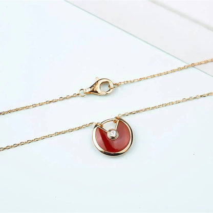 [✨ROSE💎]AMULETTE GOLD CARNELIAN ONYX NECKLACE