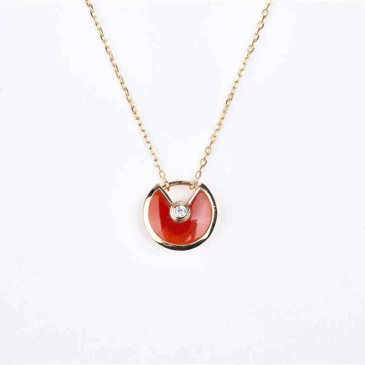 [✨ROSE💎]AMULETTE GOLD CARNELIAN ONYX NECKLACE