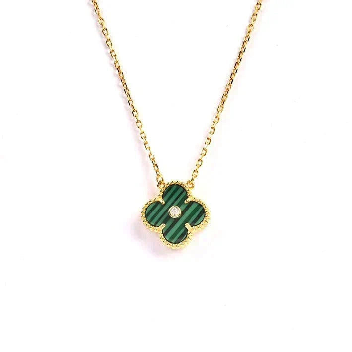 [✨ROSE💎]CLOVER 15MM DIAMOND TURQUOISE NECKLACE