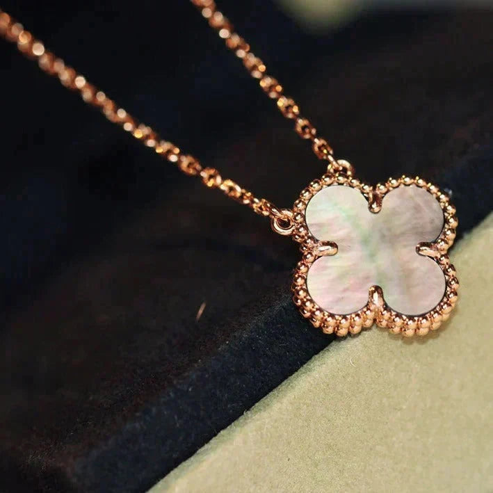 [✨ROSE💎]CLOVER 15MM  GRAY MOTHER OF PEARL NECKLACE