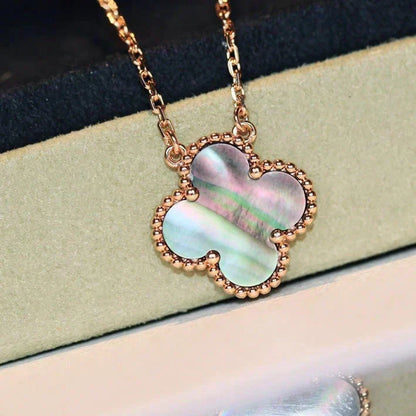 [✨ROSE💎]CLOVER 15MM  GRAY MOTHER OF PEARL NECKLACE