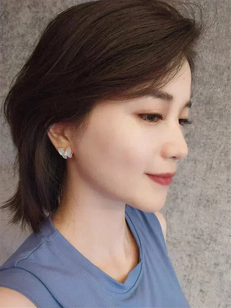 [✨ROSE💎]BUTTERFLY MOP DIAMOND EARRINGS