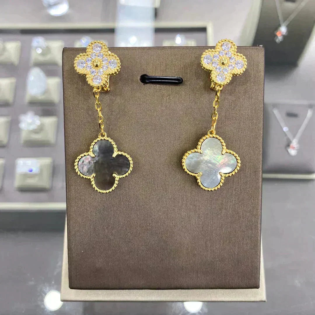 [✨ROSE💎]CLOVER  2 MOTIFS  DIAMOND  EARRINGS (MULTIPLE CHOICESç´