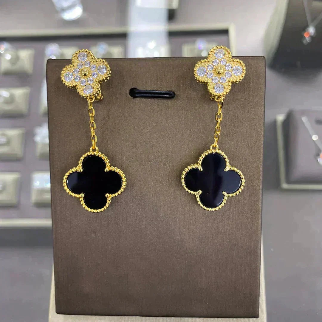 [✨ROSE💎]CLOVER  2 MOTIFS  DIAMOND  EARRINGS (MULTIPLE CHOICESç´