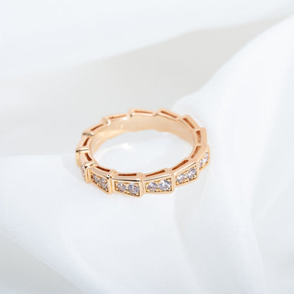[✨ROSE💎]SERPENTI RING PINK GOLD DIAMOND PAVED 3MM