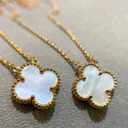 [✨ROSE💎]CLOVER 15MM WHITE MOTHER-OF-PEARL GOLD NECKLACE