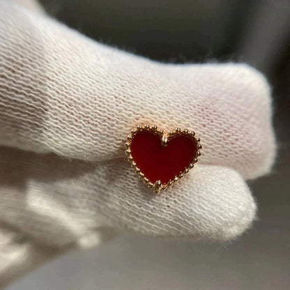 [✨ROSE💎]HEART CARNELIAN STUD EARRINGS