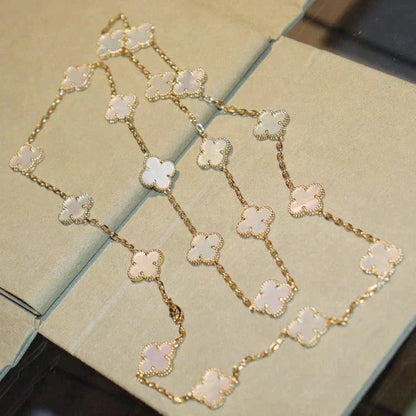 [✨ROSE💎]CLOVER 20 MOTIFS WHITE MOP NECKLACE