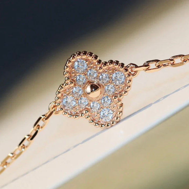 [✨ROSE💎]CLOVER 20 MOTIFS DARK MOP DIAMOND  NECKLACE