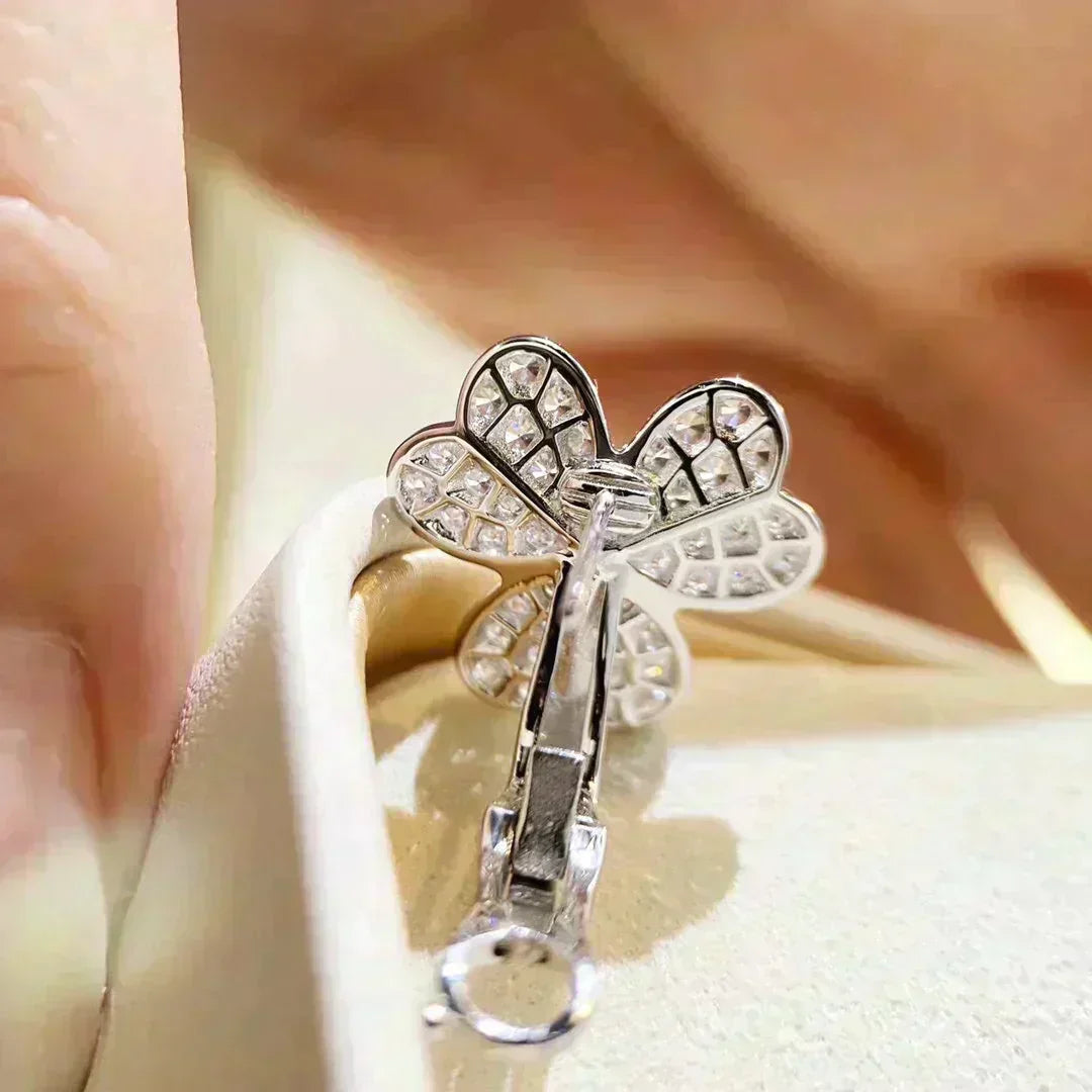 [✨ROSE💎]CLOVER COMOS DIAMOND EARRINGS SILVER