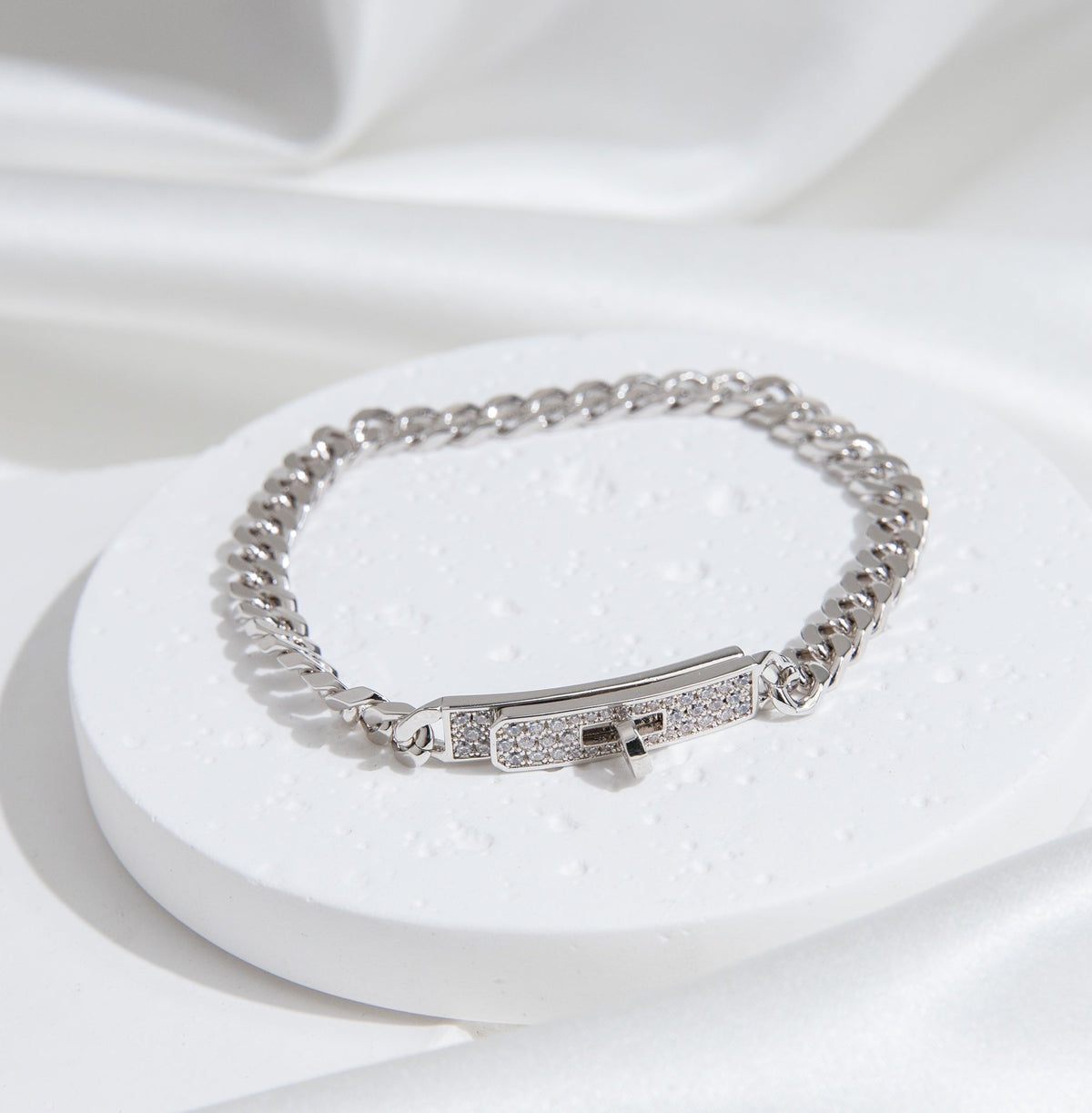[✨ROSE💎]KELLY CHAIN SILVER DIAMOND BRACELET