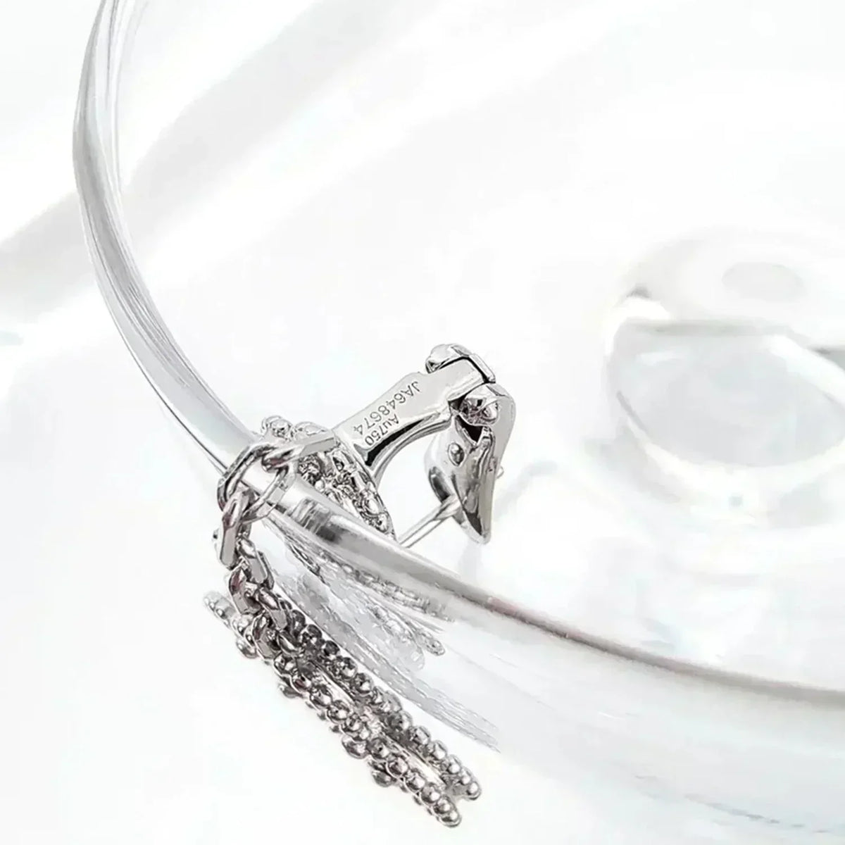 [✨ROSE💎]CLOVER 2 MOTIFS  DIAMOND ONYX EARRINGS SILVER