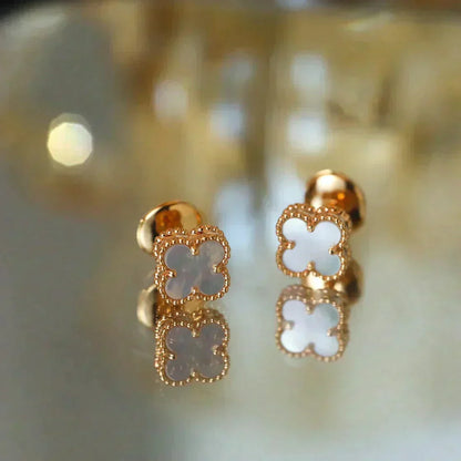 [✨ROSE💎]CLOVER MINI 9.5MM WHITE MOP EARRINGS