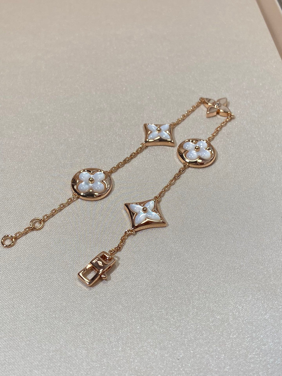 [✨ROSE💎]STAR AND SUN 5 MOTIF MOP PINK GOLD BRACELET