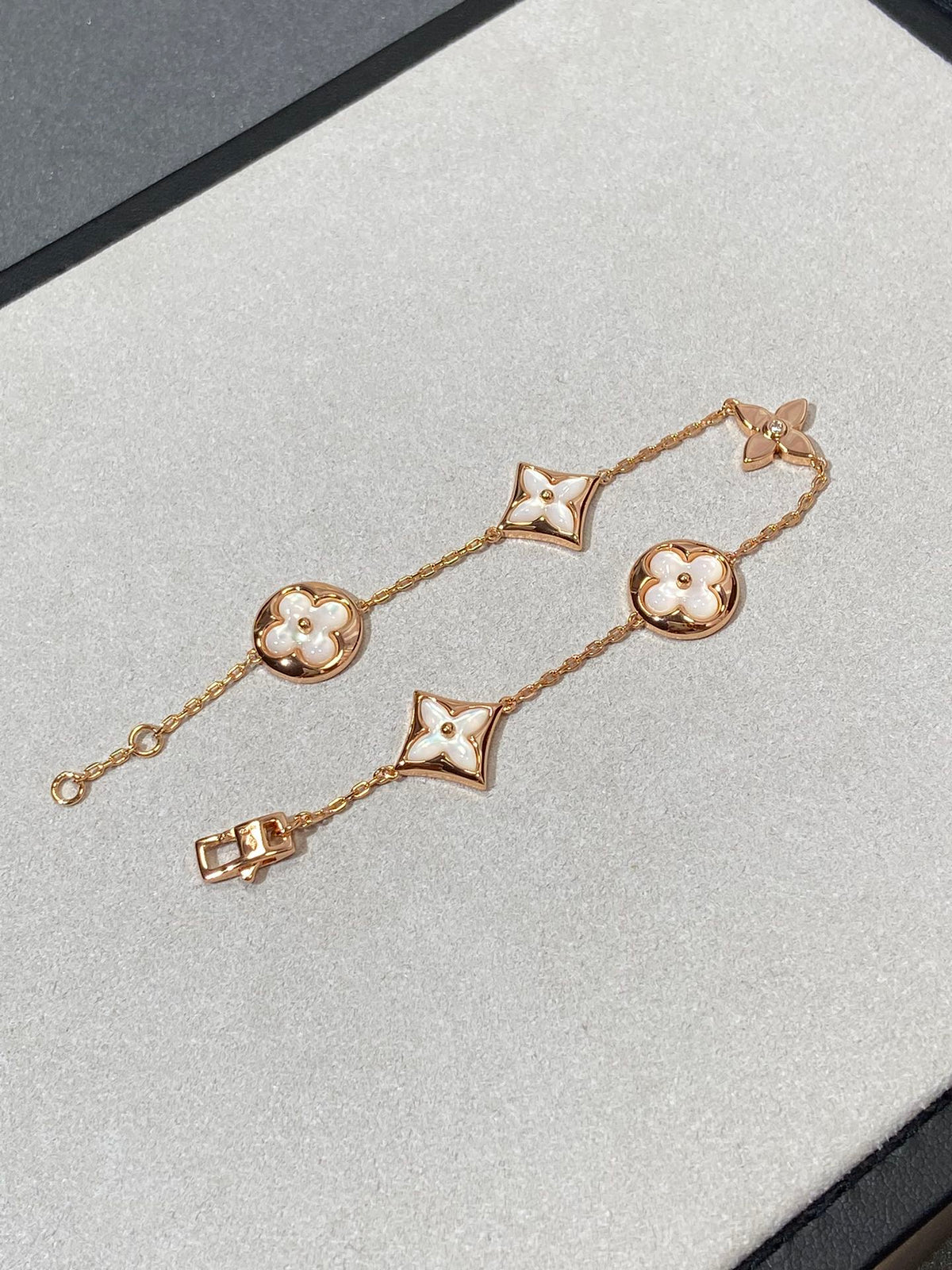 [✨ROSE💎]STAR AND SUN 5 MOTIF MOP PINK GOLD BRACELET