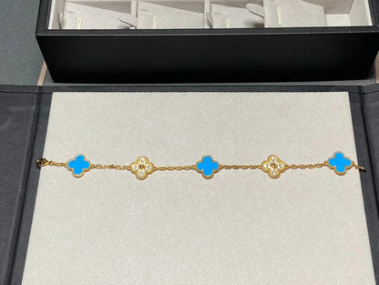 [✨ROSE💎] CLOVER 5 MOTIF BLUE AGATE BRACELET COLLECTION