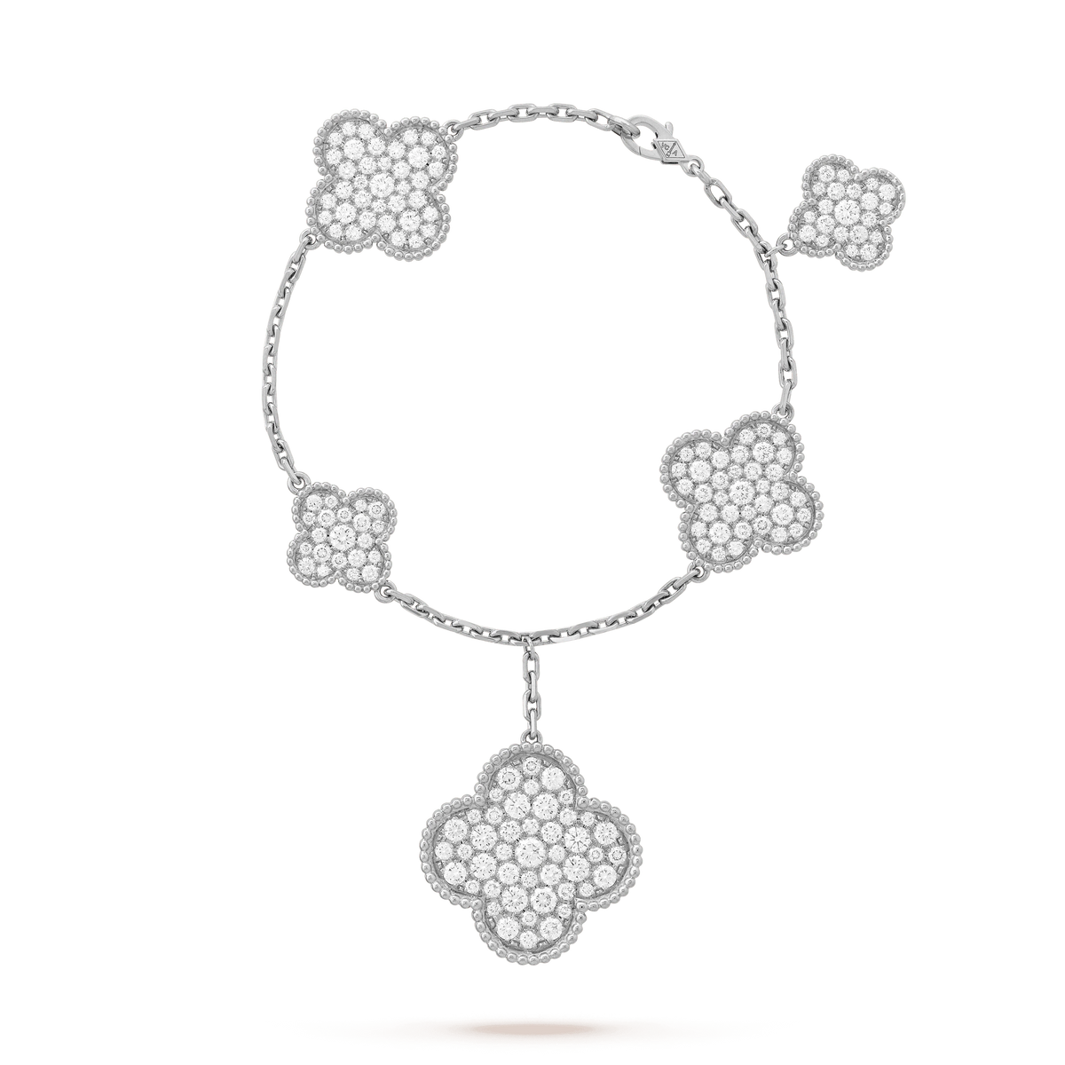 [✨ROSE💎]CLOVER 6 MOTIFS SILVER DIAMOND BRACELET