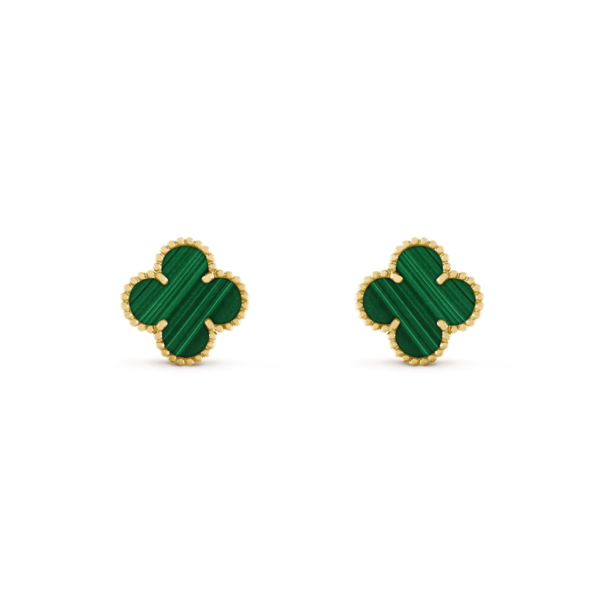 [✨ROSE💎]CLOVER MEDIUM 1 MOTIFS MALACHITE  EARRINGS