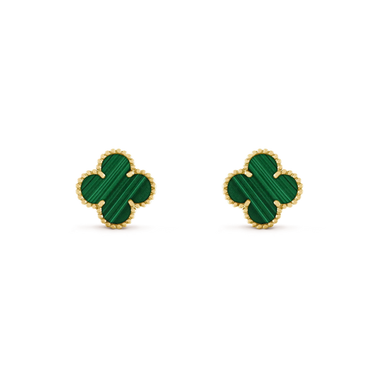 [✨ROSE💎]CLOVER MEDIUM 1 MOTIFS MALACHITE  EARRINGS