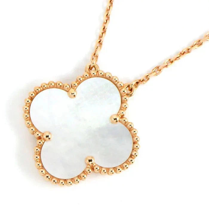 [✨ROSE💎]CLOVER 15MM WHITE MOTHER-OF-PEARL GOLD NECKLACE