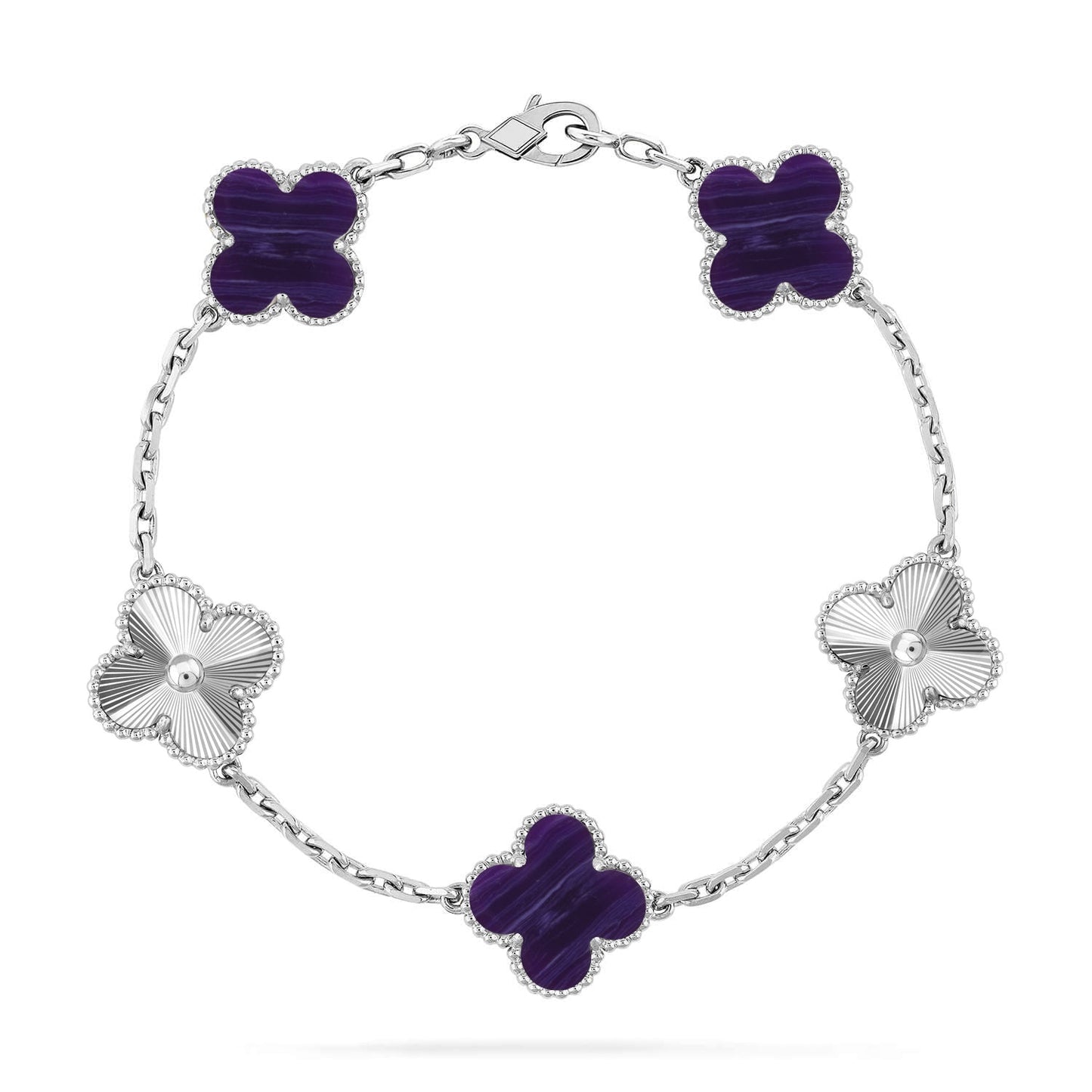 [✨ROSE💎]CLOVER 5 MOTIF PURPLE STRIPES BRACELET COLLECTION