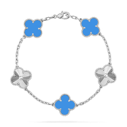 [✨ROSE💎] CLOVER 5 MOTIF BLUE AGATE BRACELET COLLECTION
