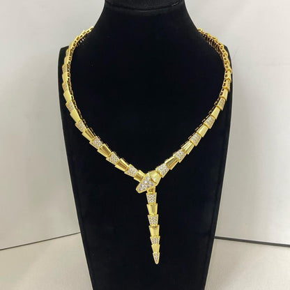[✨ROSE💎]NEW WIDE BAND INLAID DIAMOND SNAKE NECKLACE