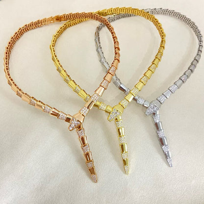 [✨ROSE💎]NEW WIDE BAND INLAID DIAMOND SNAKE NECKLACE