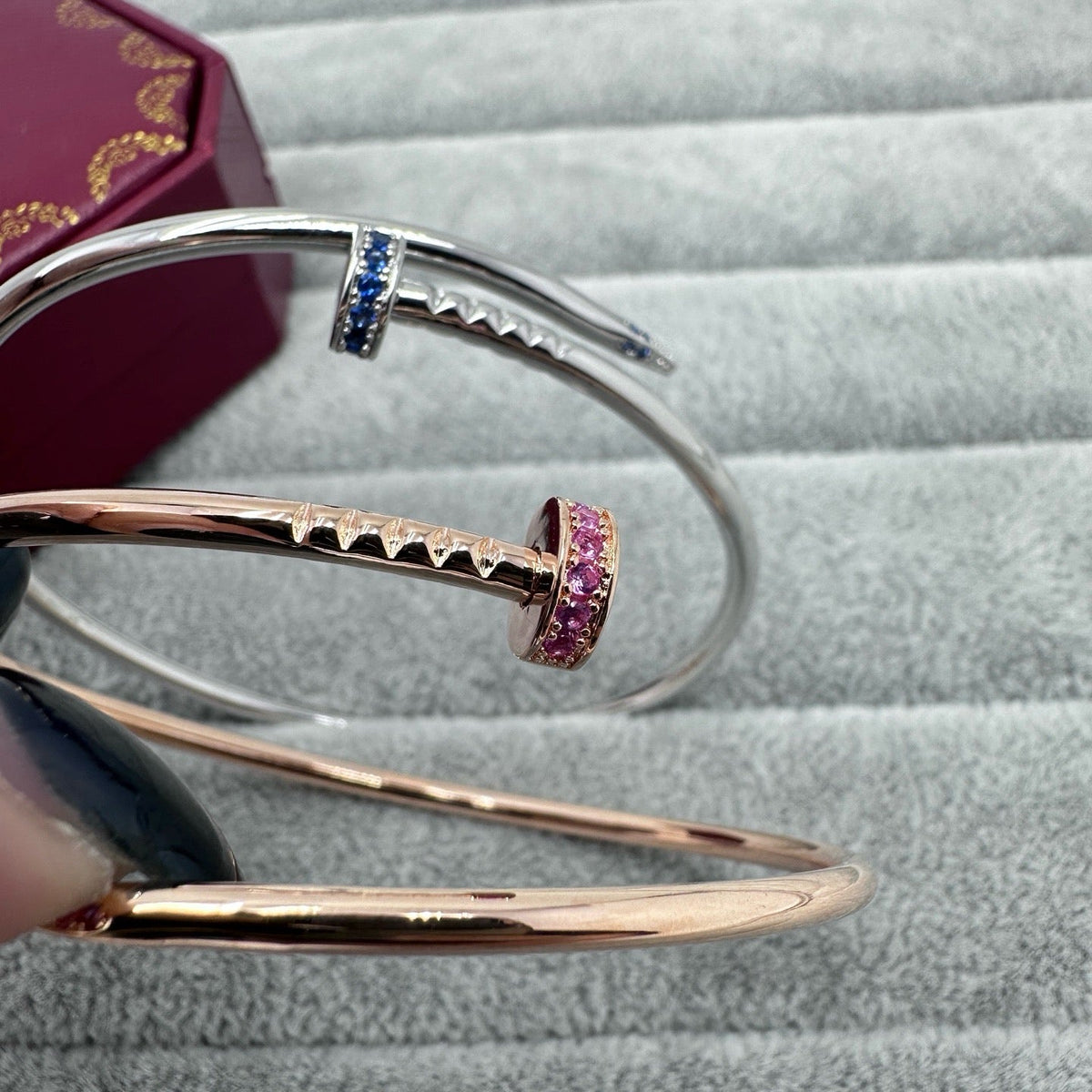 [✨ROSE💎]JUSTE BRACELET 2.5MM PINK STONES AT BOTH ENDS
