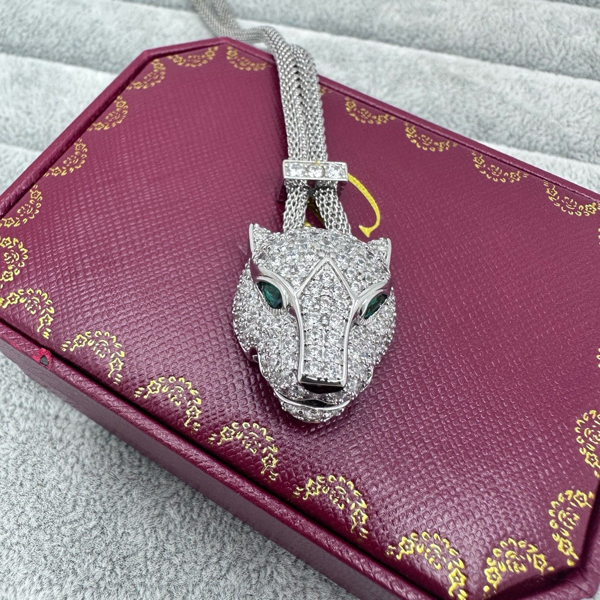 [✨ROSE💎]FULL STONE BIG LEOPARD HEAD NECKLACE