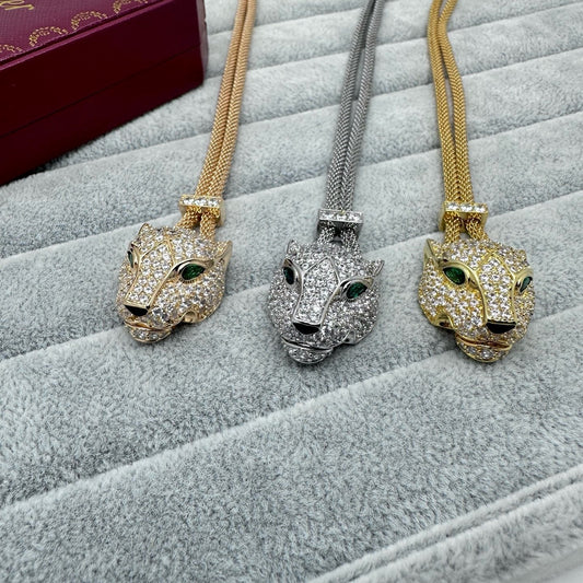 [✨ROSE💎]FULL STONE BIG LEOPARD HEAD NECKLACE