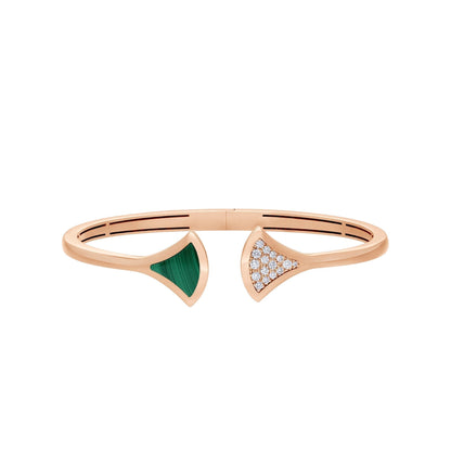 [✨ROSE💎]DREAM BRACELET OPEN MALACHITE PINK GOLD