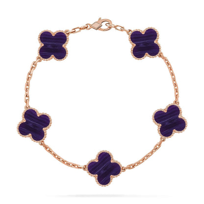[✨ROSE💎]CLOVER 5 MOTIF PURPLE STRIPES BRACELET COLLECTION