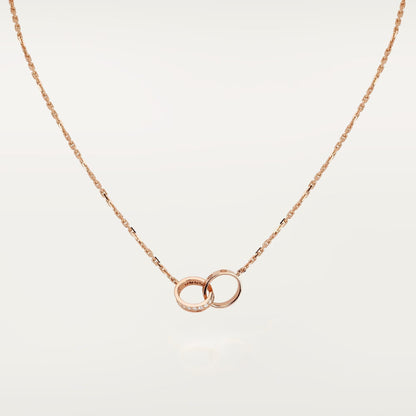 [✨ROSE💎]LOVE DOUBLE RING HALF DIAMOND NECKLACE