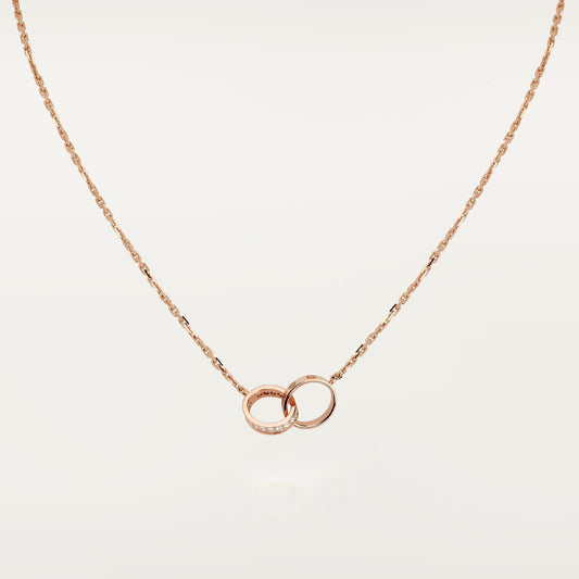 [✨ROSE💎]LOVE DOUBLE RING HALF DIAMOND NECKLACE