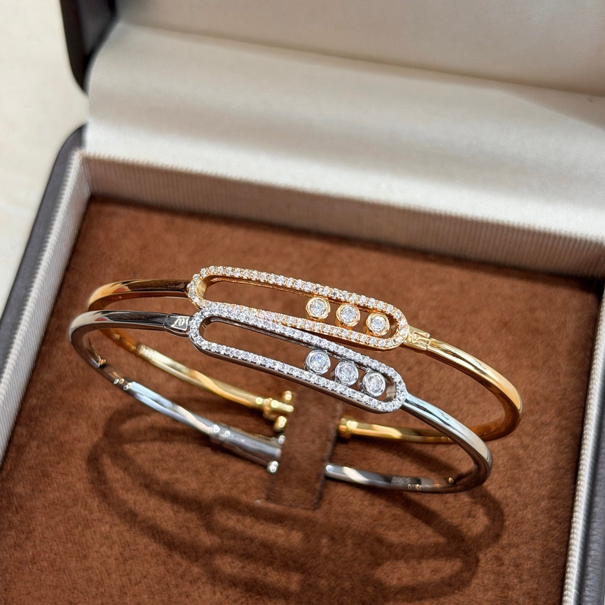 [✨ROSE💎]Move Pavé Diamond Bangle Bracelet M