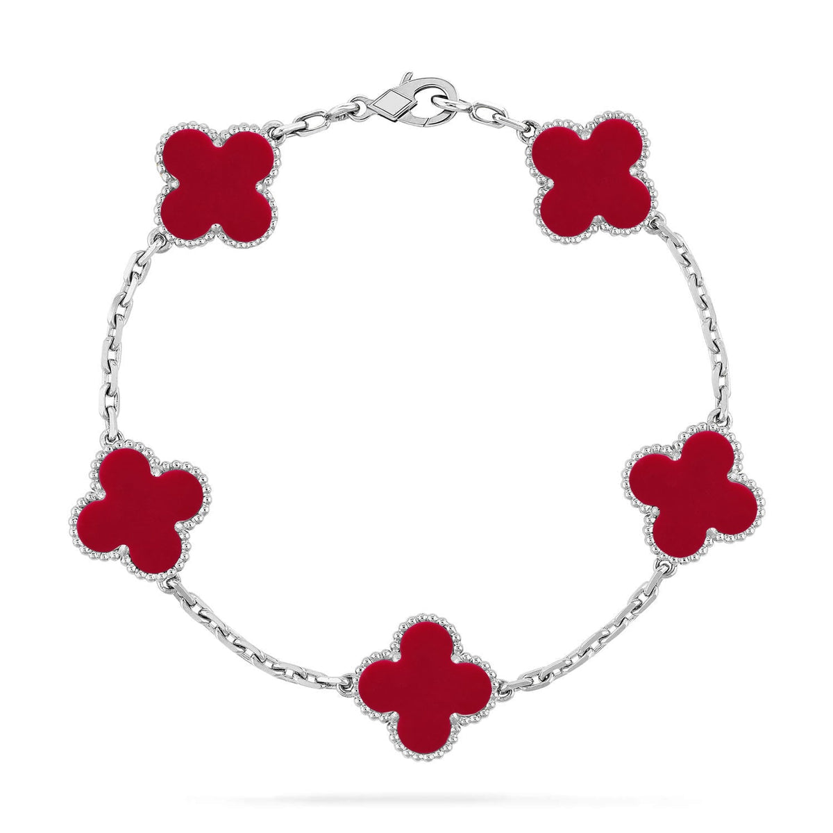 [✨ROSE💎] CLOVER 5 MOTIF RED CORNELIAN BRACELET COLLECTION
