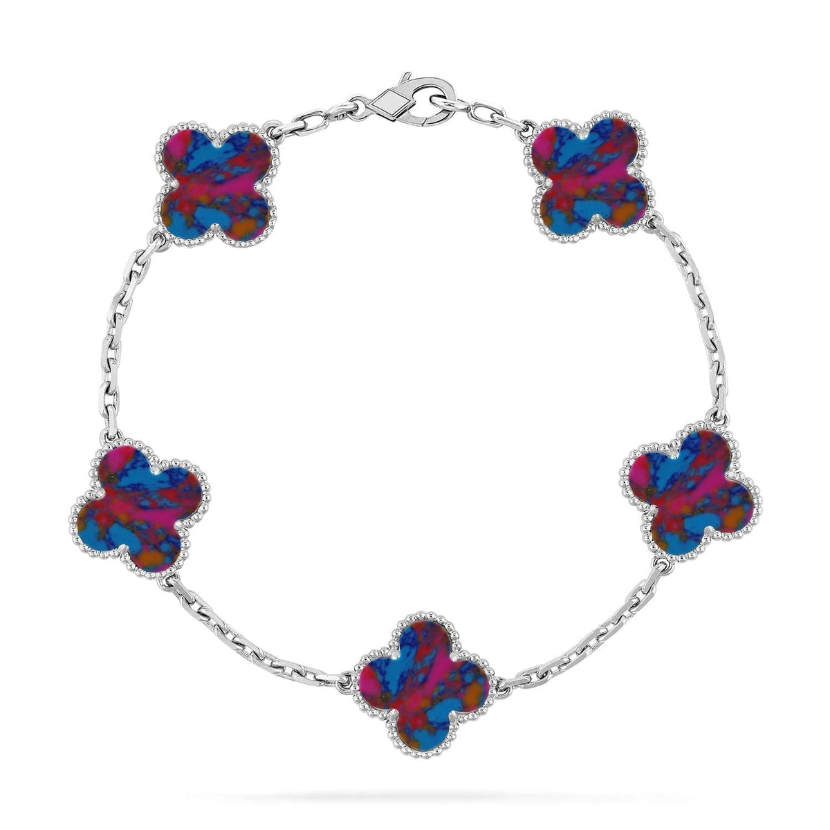 [✨ROSE💎]CLOVER 5 MOTIF COLOR GEMSTONES BRACELET COLLECTION