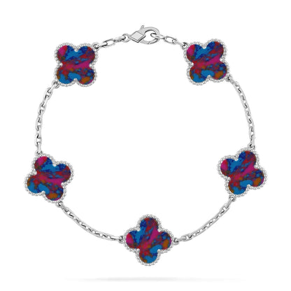 [✨ROSE💎]CLOVER 5 MOTIF COLOR GEMSTONES BRACELET COLLECTION